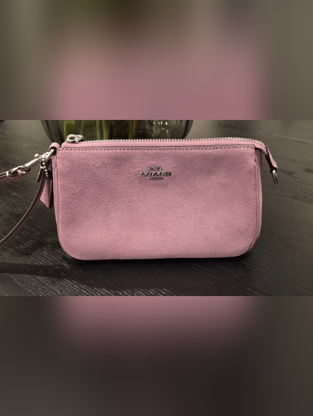 Coach Suede Lavender Nolita 19 & Heart Charm